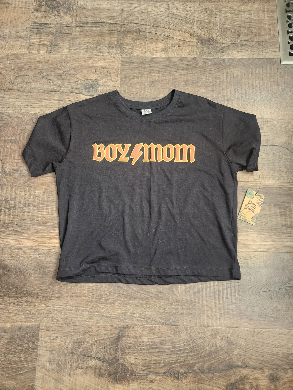 Boy Mom Graphic Tee - Black with Yellow/Red Print